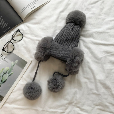 Palarie casual dama de iarna cu puf in mai multe culori