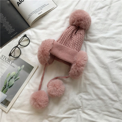 Palarie casual dama de iarna cu puf in mai multe culori