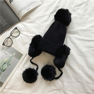 Palarie casual dama de iarna cu puf in mai multe culori