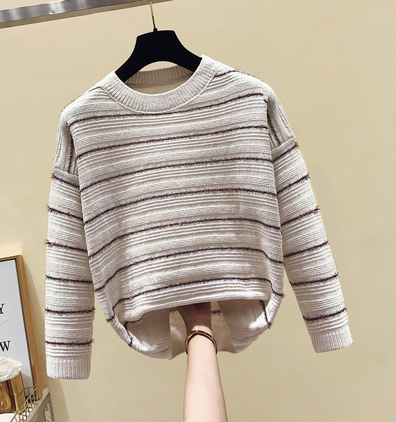 Pulover casual de dama cu efect stralucitor si decolteu oval in trei culori