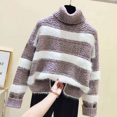 Pulover de dama cu guler polo in cinci culori model asimetric