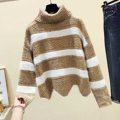 Pulover de dama cu guler polo in cinci culori model asimetric