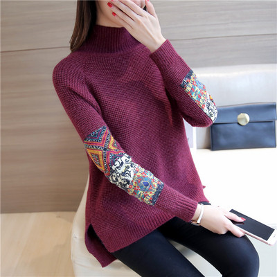 Pulover de dama modern cu guler inalt si crapata