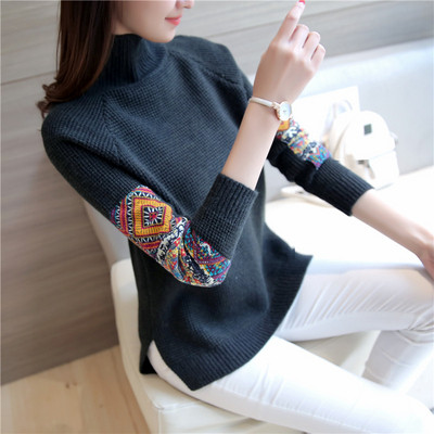 Pulover de dama modern cu guler inalt si crapata