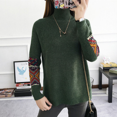 Pulover de dama modern cu guler inalt si crapata