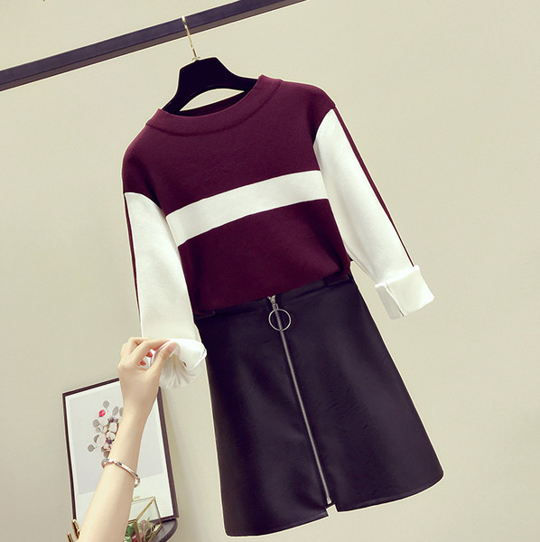 Pulover de dama modern in negru si visiniu cu decolteu oval