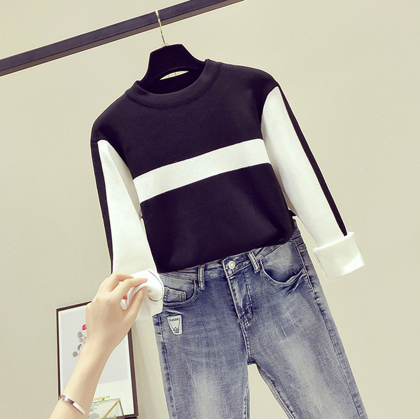 Pulover de dama modern in negru si visiniu cu decolteu oval