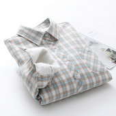 Camasa de dama in carouri model nou cu buzunar si guler clasic in alb, albastru si verde