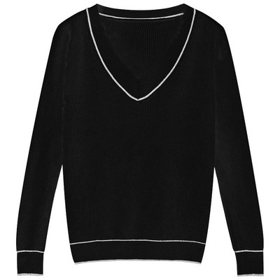 Bluză casual de damă cu decolteu în V în negru, alb, verde, albastru și bej