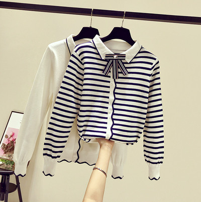 Cardigan casual dama cu panglica si nasturi in doua culori