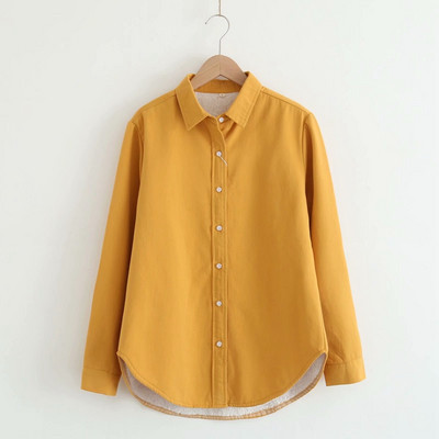 Cămașă modernă de damă cu guler clasic în alb, albastru, galben și roz