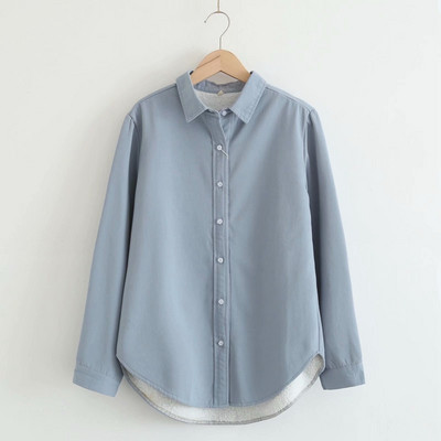 Cămașă modernă de damă cu guler clasic în alb, albastru, galben și roz