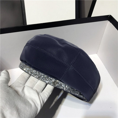 Palarie moderna de dama din piele ecologica cu pietre