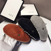 Palarie de dama moderna tip bereta cu decor de perle in mai multe culori