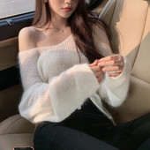 Pulover de damă modern cu umărul căzut