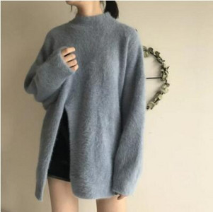 Pulover de iarna de dama model lung cu fanta in mai multe culori