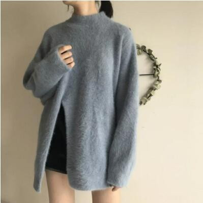 Pulover de iarna de dama model lung cu fanta in mai multe culori