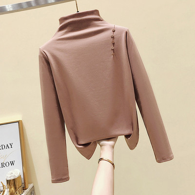 Bluza casual dama cu guler inalt si nasturi in mai multe culori