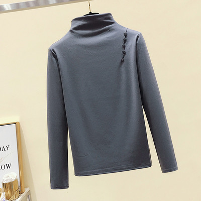 Bluza casual dama cu guler inalt si nasturi in mai multe culori