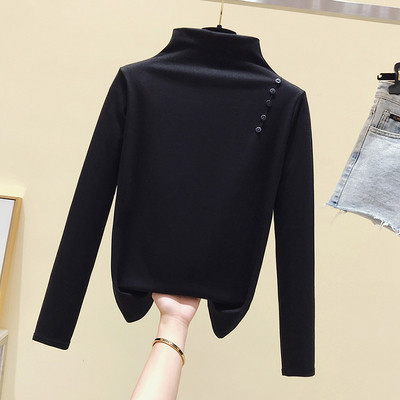 Bluza casual dama cu guler inalt si nasturi in mai multe culori