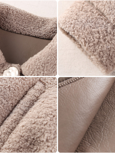 Palton de iarna de dama model scurt in alb si bej