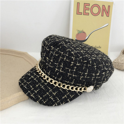 Palarie eleganta de dama cu lant metalic in trei culori