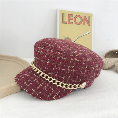 Palarie eleganta de dama cu lant metalic in trei culori