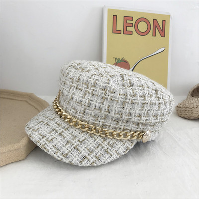 Palarie eleganta de dama cu lant metalic in trei culori