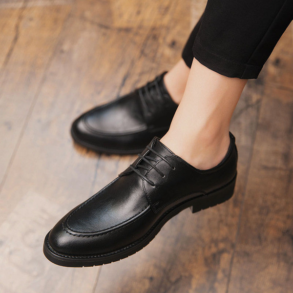 Pantofi casual barbatesti din piele ecologica cu sireturi in negru si maro