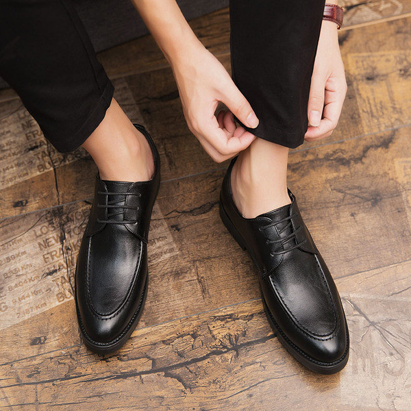 Pantofi casual barbatesti din piele ecologica cu sireturi in negru si maro