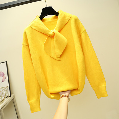 Modern női pulóver nyakkendővel, négy színben