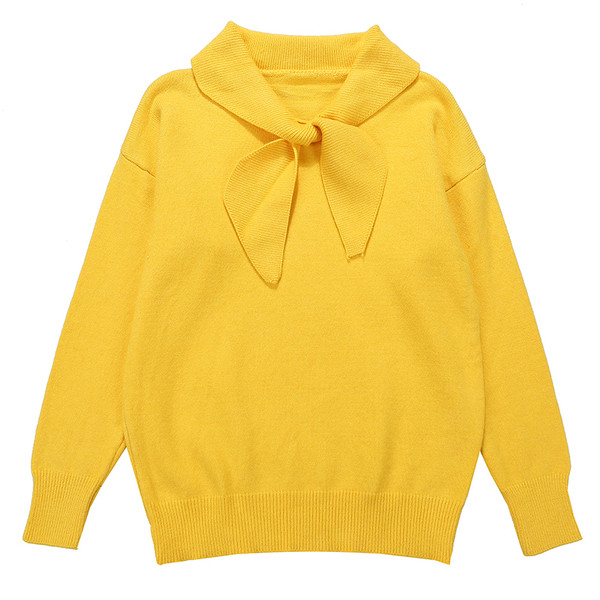 Modern női pulóver nyakkendővel, négy színben