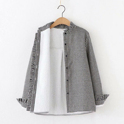 Camasa in carouri de dama model nou cu guler polo jos, nasturi si captuseala moale in negru