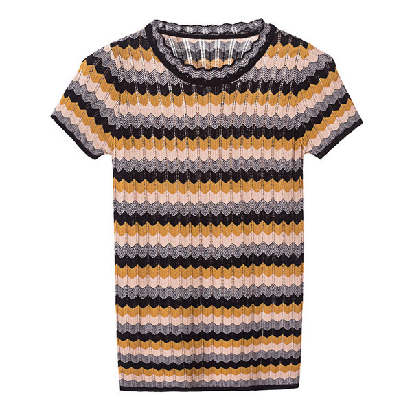 Rövid ujjú női kötött blúz