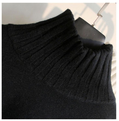 Hit Modern pulover de iarna dama cu guler inalt - alb-negru