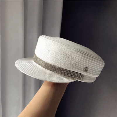 Palarie eleganta de dama cu pietre in alb si negru