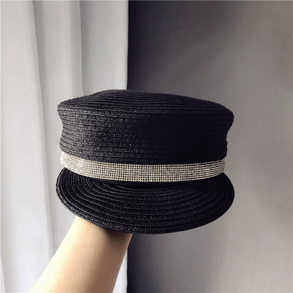 Palarie eleganta de dama cu pietre in alb si negru