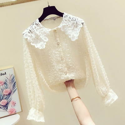 Cămașă de damă modernă cu nasturi și dantelă în mai multe culori