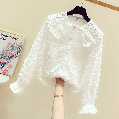 Cămașă de damă modernă cu nasturi și dantelă în mai multe culori