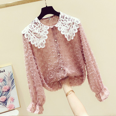 Cămașă de damă modernă cu nasturi și dantelă în mai multe culori