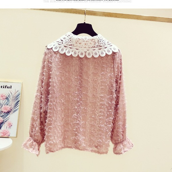 Cămașă de damă modernă cu nasturi și dantelă în mai multe culori