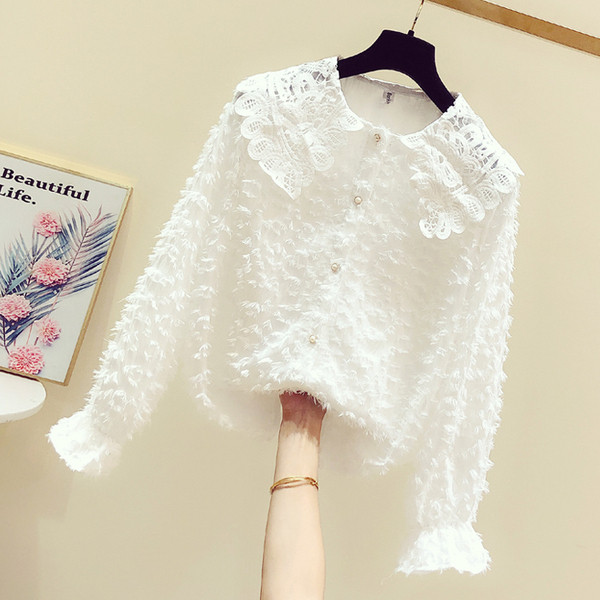 Cămașă de damă modernă cu nasturi și dantelă în mai multe culori