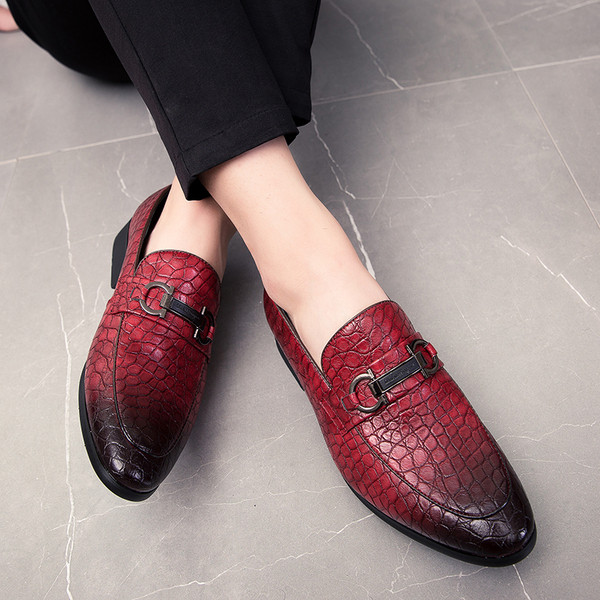 Pantofi barbati eleganti din imitatie de piele in trei culori cu element metalic