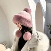 Palarie de iarna de dama moderna cu puf in mai multe culori