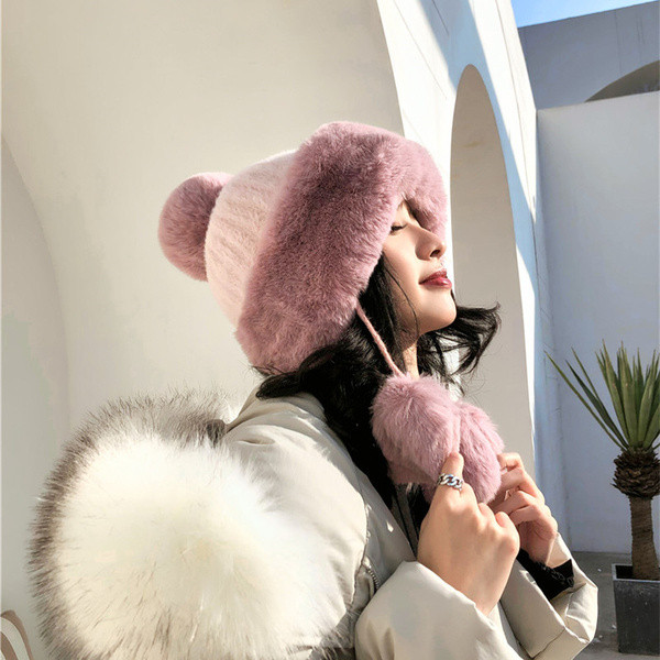 Palarie de iarna de dama moderna cu puf in mai multe culori