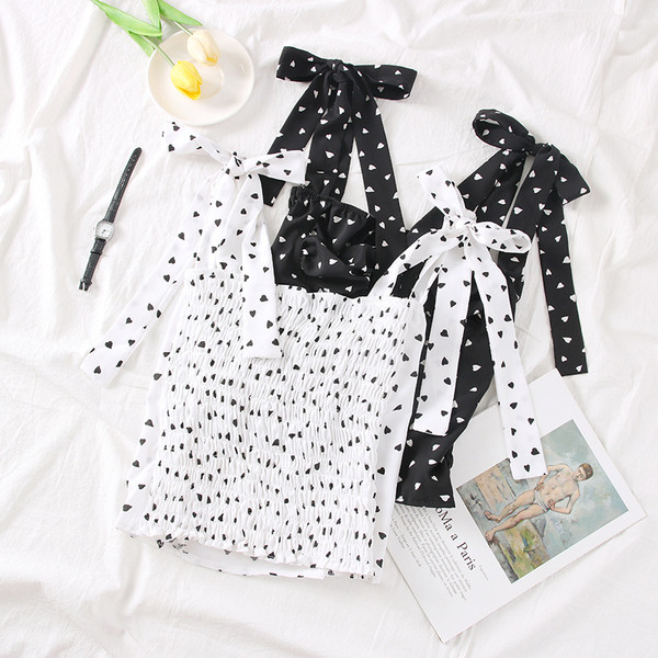 Maieu de dama model nou cu bretele in alb si negru