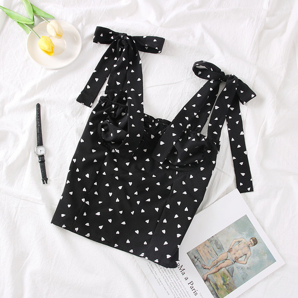 Maieu de dama model nou cu bretele in alb si negru