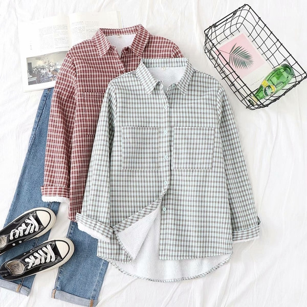 Camasa de dama in carouri model nou verde si rosu