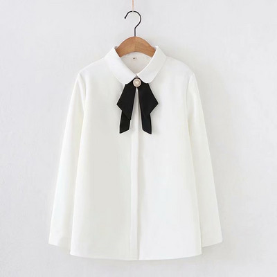 Cămașă modernă de damă cu guler clasic și căptușeală moale în alb