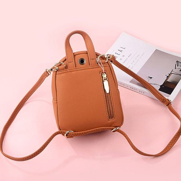 Rucsac casual de dama cu fermoare in culorile negru, gri, roz, rosu si maro